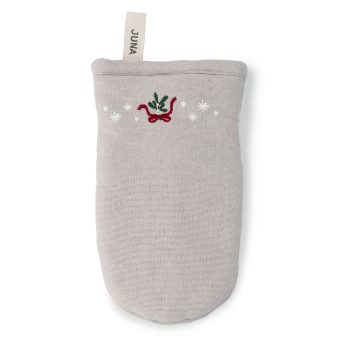 Juna Ovenwant in zandkleur met kerstmotief