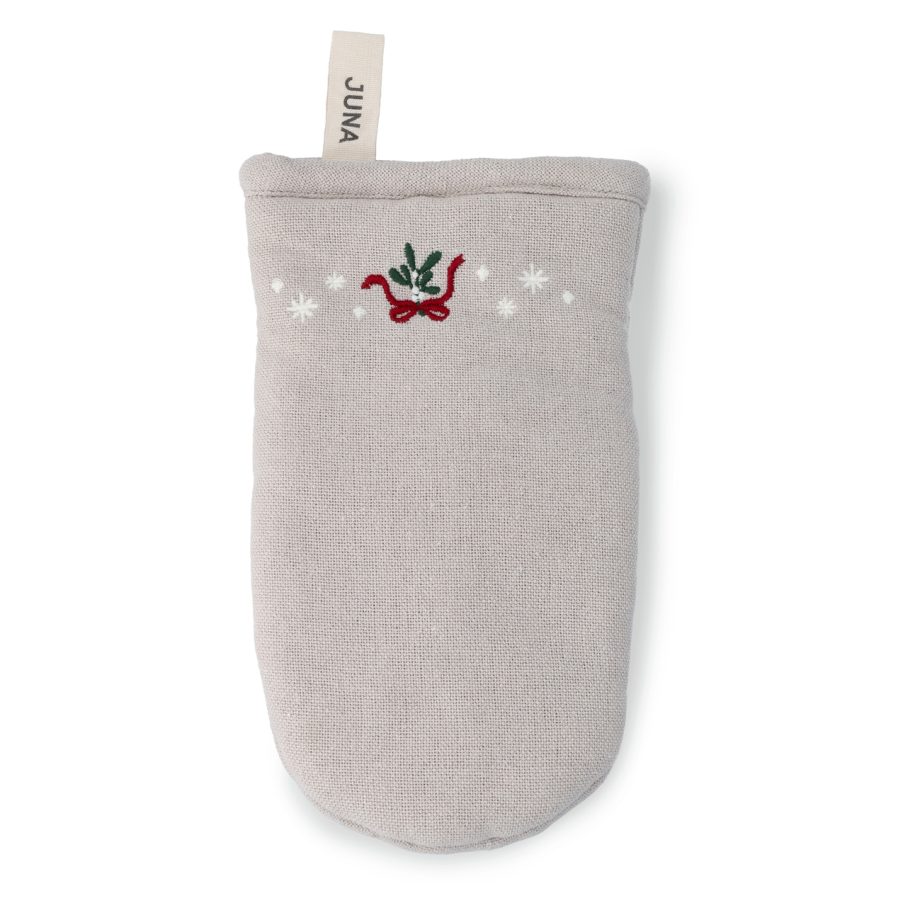 Juna Ovenwant in zandkleur met kerstmotief