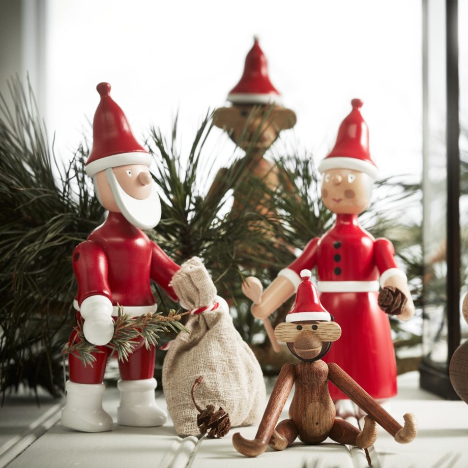 Kerst figuren van Kay Bojesen met Santa en de aapen met kerstmuts