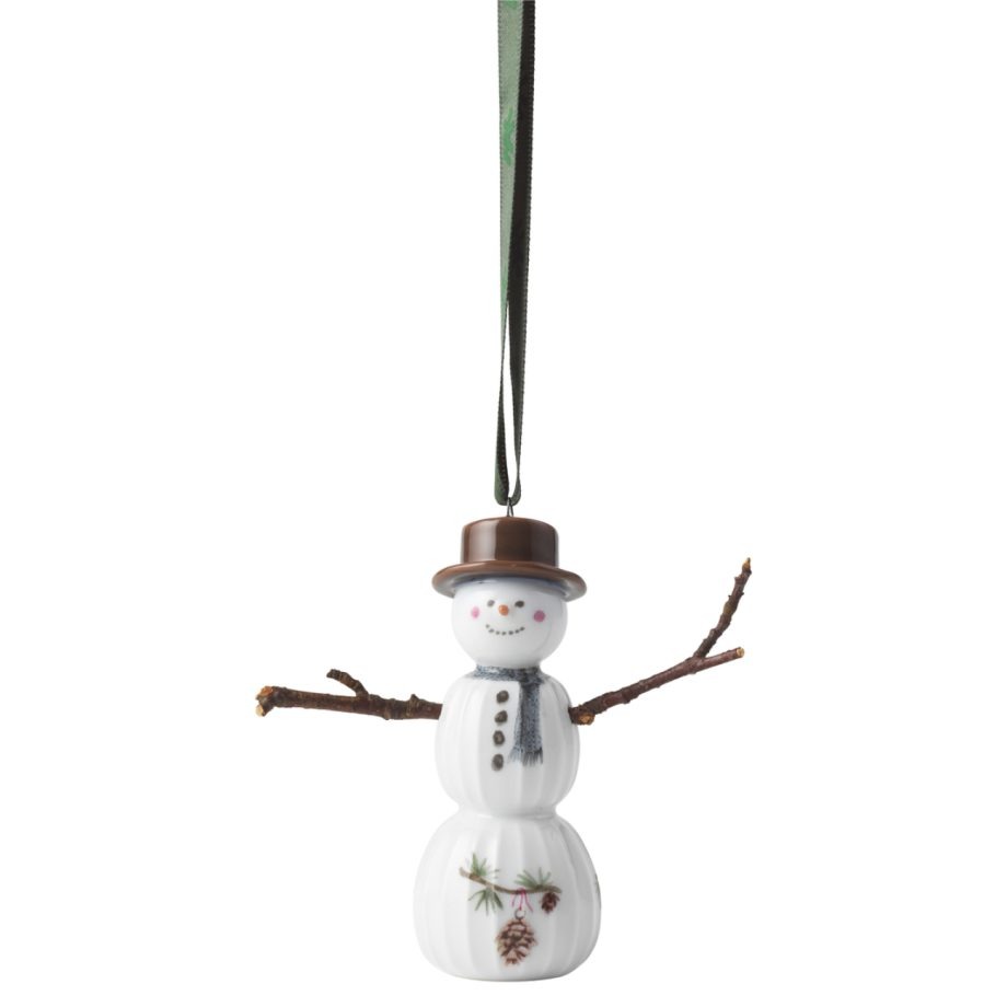 Keramieken Sneeuwpop met takjes als armen kersthanger uit de Hammershøi Christmas collectie