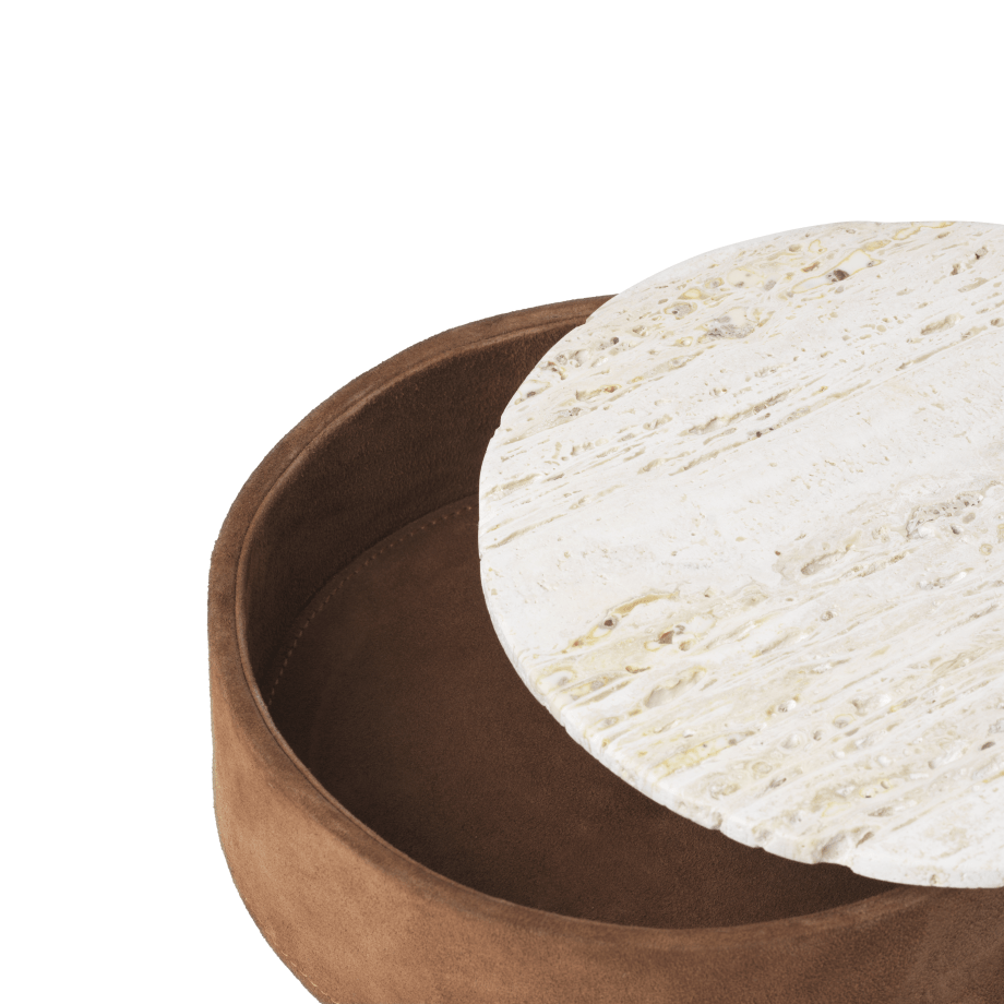 Details: Suede box Small opbergdoos met travertin deksel van kristina dam Studio