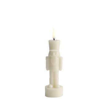 Uyuni LED kaars Nutcracker figuur in beige grijs 16 cm