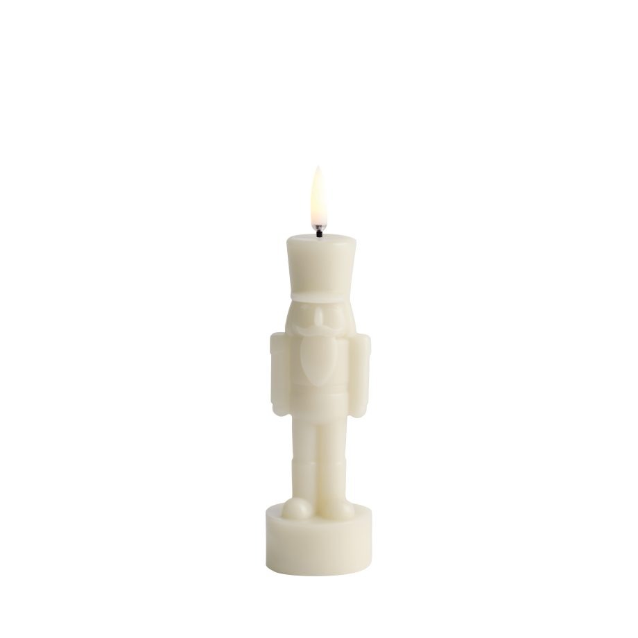 Uyuni LED kaars Nutcracker figuur in beige grijs 16 cm