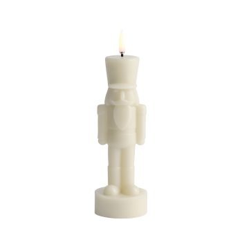 Uyuni LED kaars Nutcracker figuur in beige grijs 21 cm