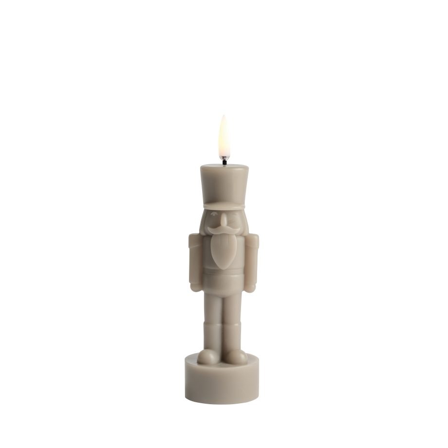 Uyuni LED kaars Nutcracker figuur in Sandstone taupe 16 cm