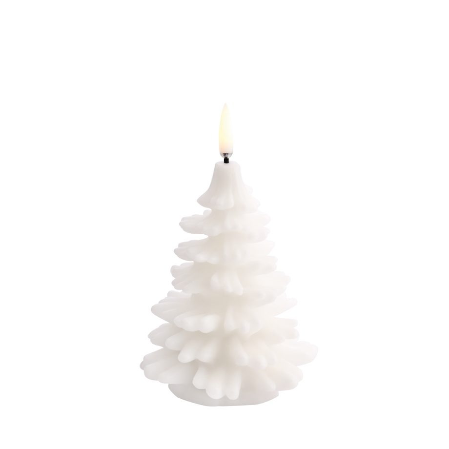 Witte kerstboom LEB kaars van Uyuni Lighting gemaakt van wax 21 cm hoog
