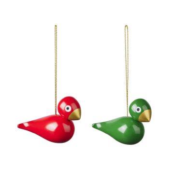 Kay Bojesen Christmas birds kersthangers in rood en groen